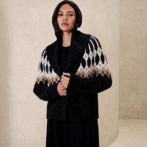 Banana Republic Alpaca Wool Fair Isle Western Open Knit Shawl Cardigan Small
